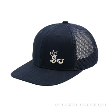 Hombo de malla snapback de bordado plano de 6 paneles